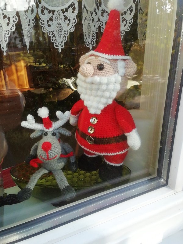 großer stehender Nikolaus mit GRATISANLEITUNG kleiner Elch Rentier