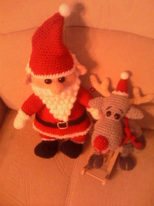 großer stehender Nikolaus mit GRATISANLEITUNG kleiner Elch Rentier