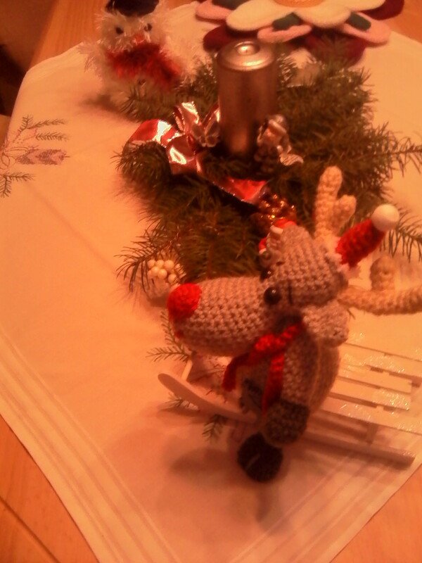 großer stehender Nikolaus mit GRATISANLEITUNG kleiner Elch Rentier