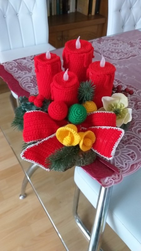 Weihnachtlicher Lichtertraum - Adventsgesteck - Häkelanleitung