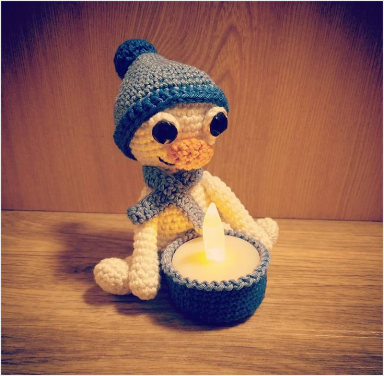 Crochet Pattern Snowman tealight holder