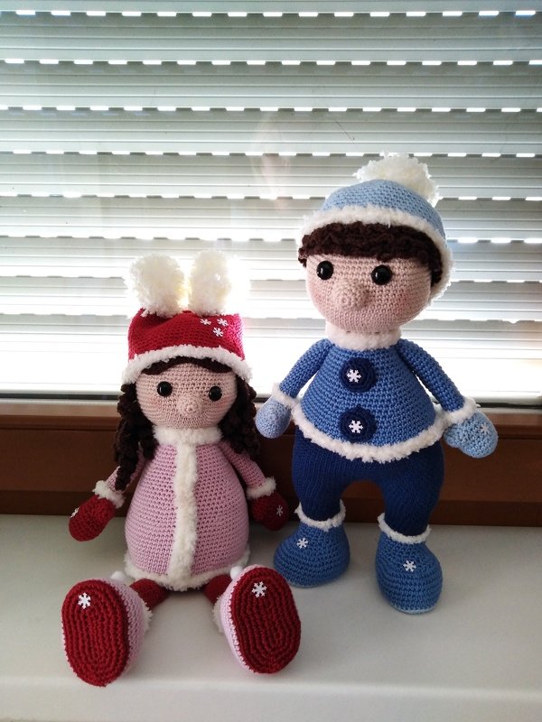 Häkelanleitung, Winterkinder Lea und Luca