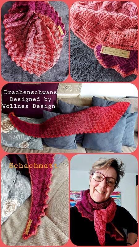 3 Häkelanleitungen: Drachenschwanz / Loop / Dreieckstuch Schachmatt