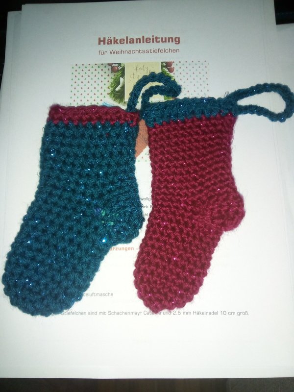 Häkelanleitung Weihnachtsstiefel, 10 cm - PDF Datei