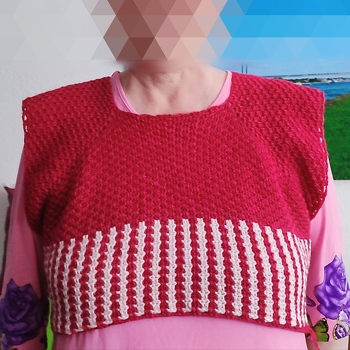 Ich mache den Pullover teilweise mit 2 Farben. Das Streifenmuster ist Klasse.