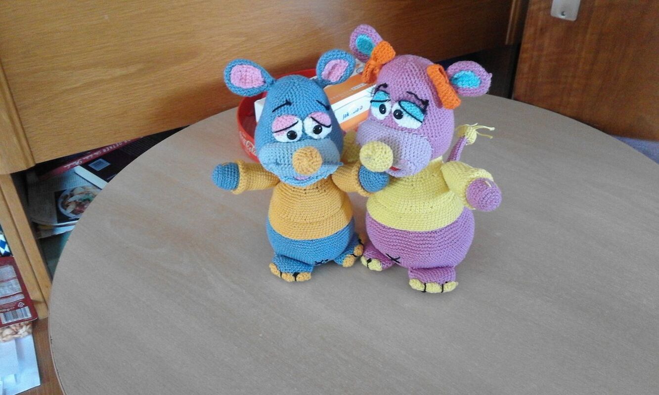 Wollnashörner Rosa &amp; Rhino -  Häkelanleitung von Diana´s kleiner Häkelshop