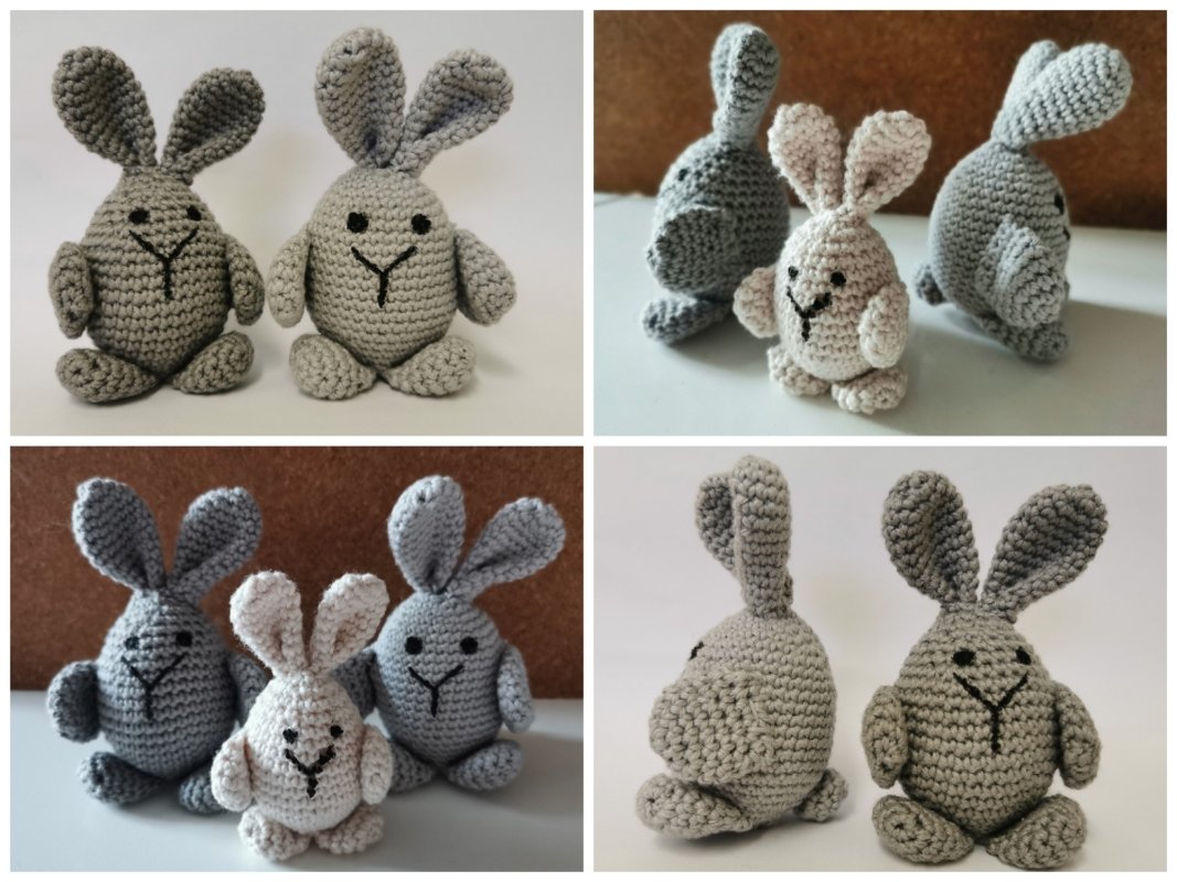 Häkelanleitung - bunte Ostereier oder Eier-Häschen in 2 Größen