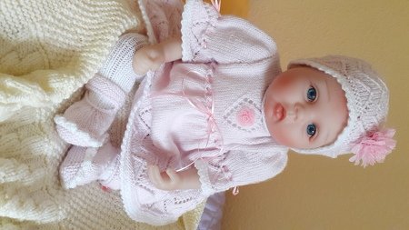 Strickanleitung für Baby's u. Reborns 3-teilig Modell Marie Gr. 50 - 56