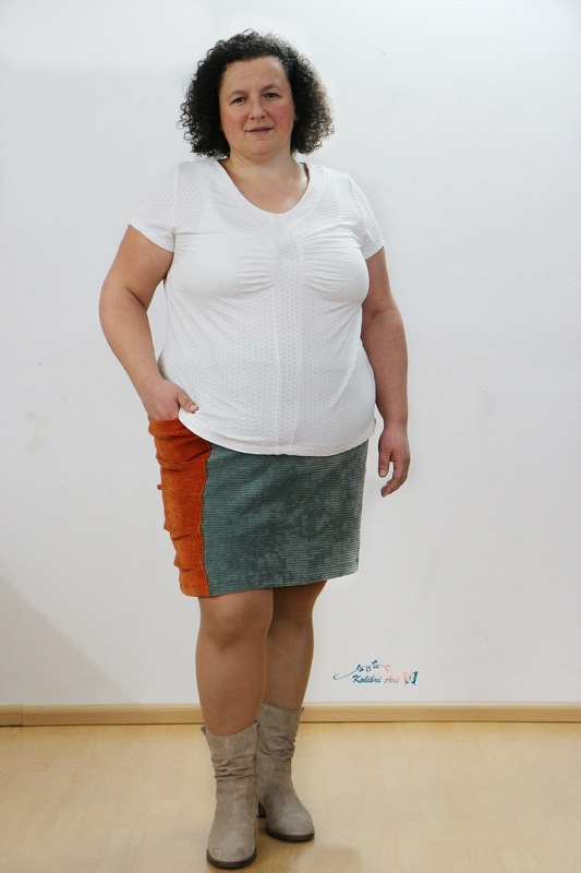 Anleitung Rockschnitt Alicia mit großer Tasche von 32 - 56