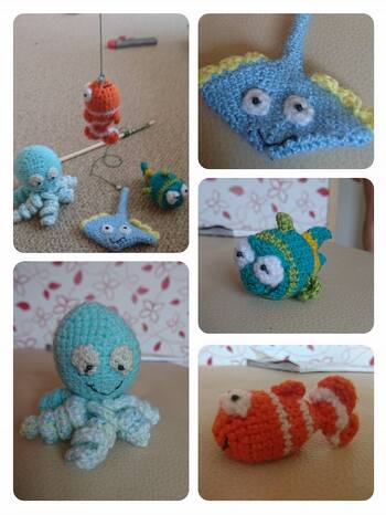 Habe ein Angelspiel daraus gemacht und eine Krake hinzugefügt. Die Kinder lieben es.