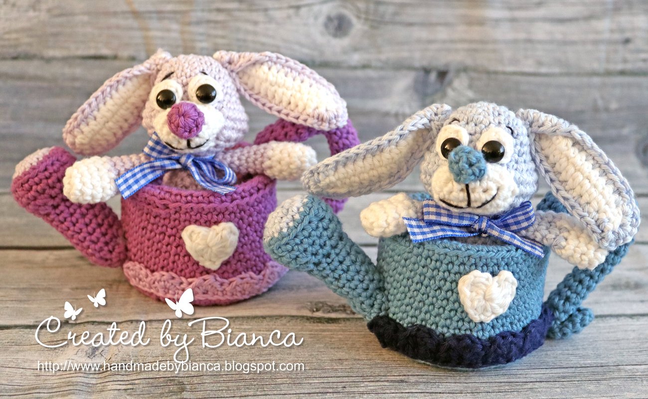 Häkelanleitung Häschen in der Gießkanne