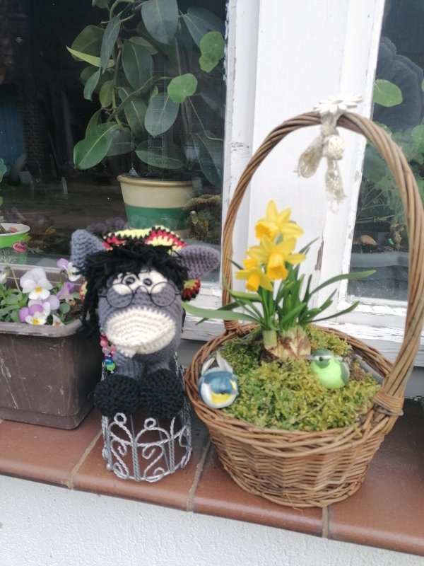 Häkelanleitung Esel, cooler "Giovanni" mit Tragekörbchen