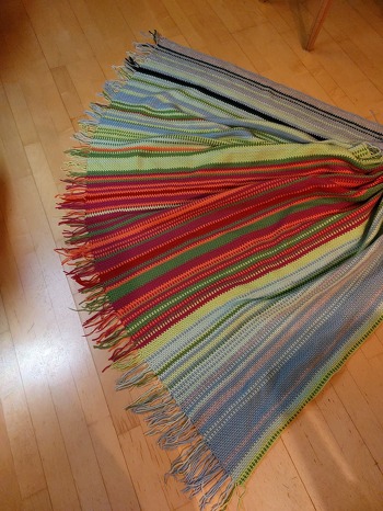 Danke für die tolle Idee mit den Temperaturen.  Ich habe das ganze Jahr 2021 für meine Temperaturdecke hergenommen.  Es hat sehr viel Spaß gemacht sie zu häkeln. Ich habe meine Fäden allerdings nicht vernäht  sondern an den Stellen wo keine Fäden waren, entsprechend der  Farbe neue Fäden eingefügt. Die Decke hat jetzt also an den langen Seiten die Frasen.
Meine Idee für die nächste Decke: Ich wede die Geburtstagstage meiner Familie miteinarbeiten. Der Geburtstag wird mit entsprechender Farbe, aber mit Lochmuster gearbeitet ( d. h. Ein Stäbchen statt einer festen Masche).
Ich freue mich schon auf die nächste Decke.
Grüße Katrin.