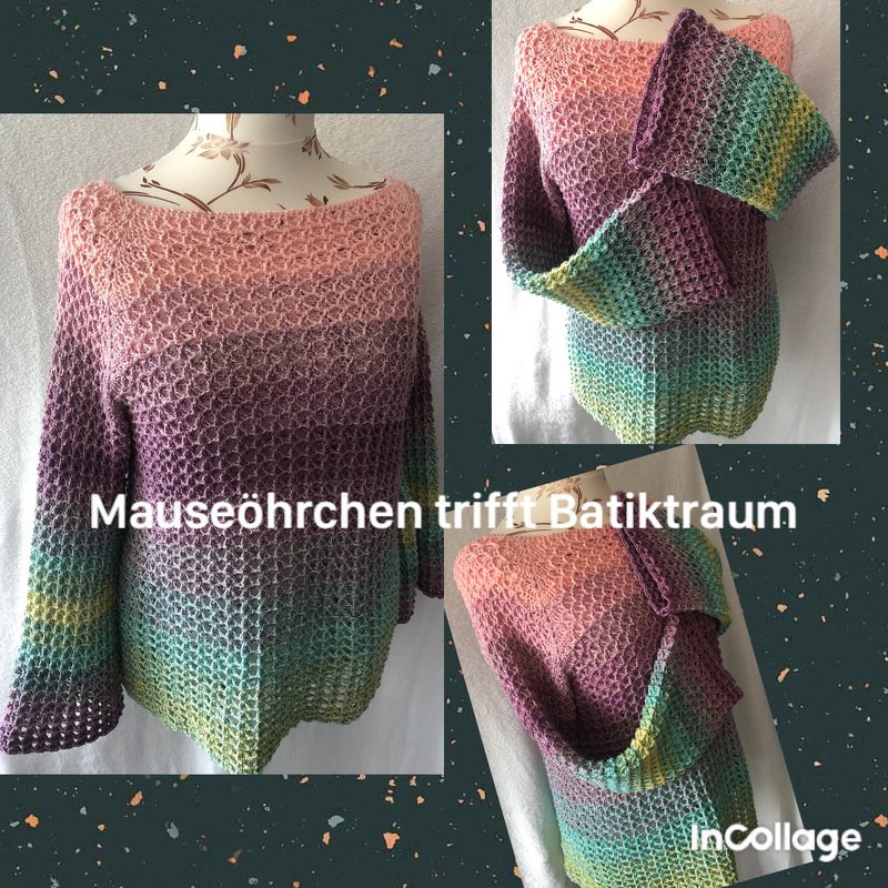 Häkelanleitung Sommerpulli "Mauseöhrchen" in 3D-Netzoptik