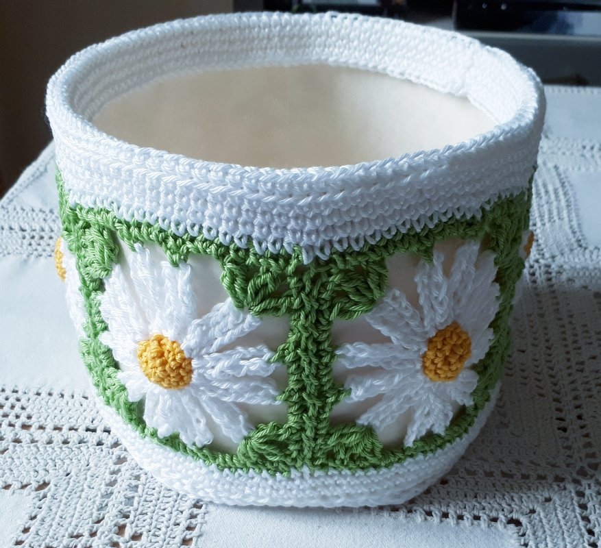 Häkel-Deko Korb Utensilo Blumen - einfach und vielseitig