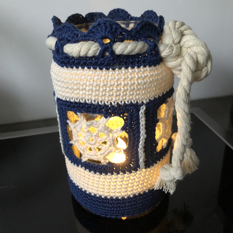 Deichpott / Häkelanleitung Windlicht aus Wollresten