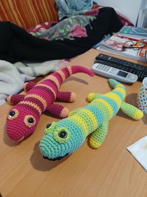 Häkelanleitung grüner Salamander