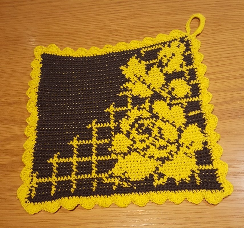 Topflappen Rose am Spalier Tapestry Häkelei