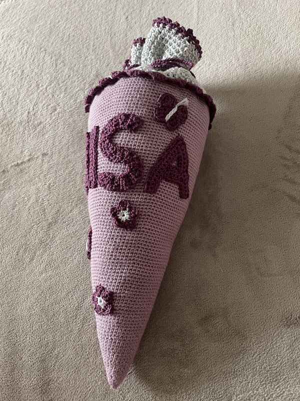 Häkelanleitung Schultüte-Zuckertüte (zum Befüllen, Größe variabel)