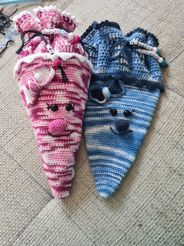 Häkelanleitung Schultüte-Zuckertüte (zum Befüllen, Größe variabel)