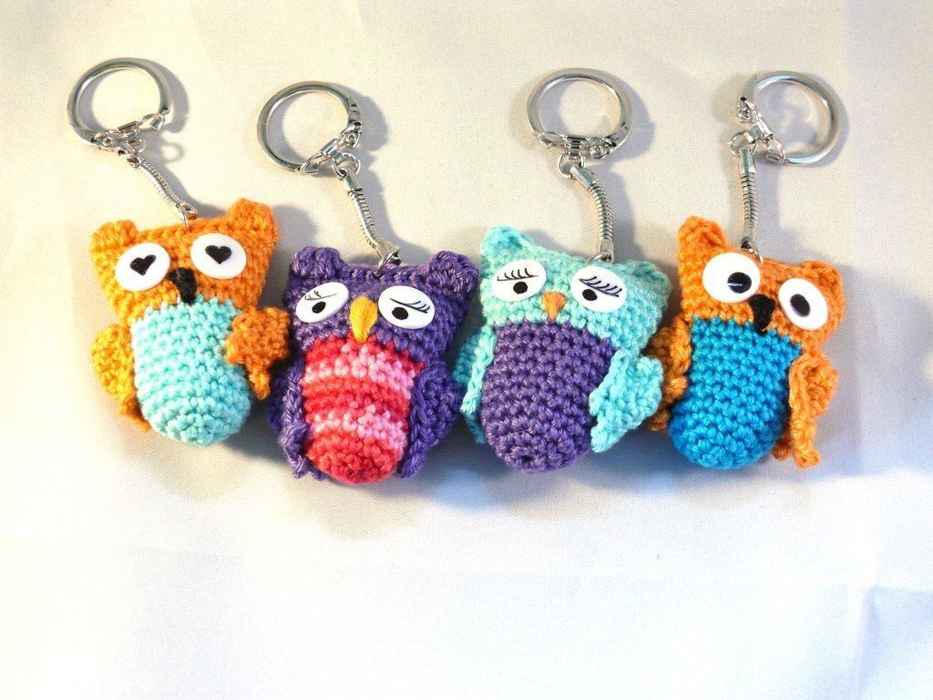 Häkelanleitung Eule, Schlüsselanhänger, Taschenbaumler