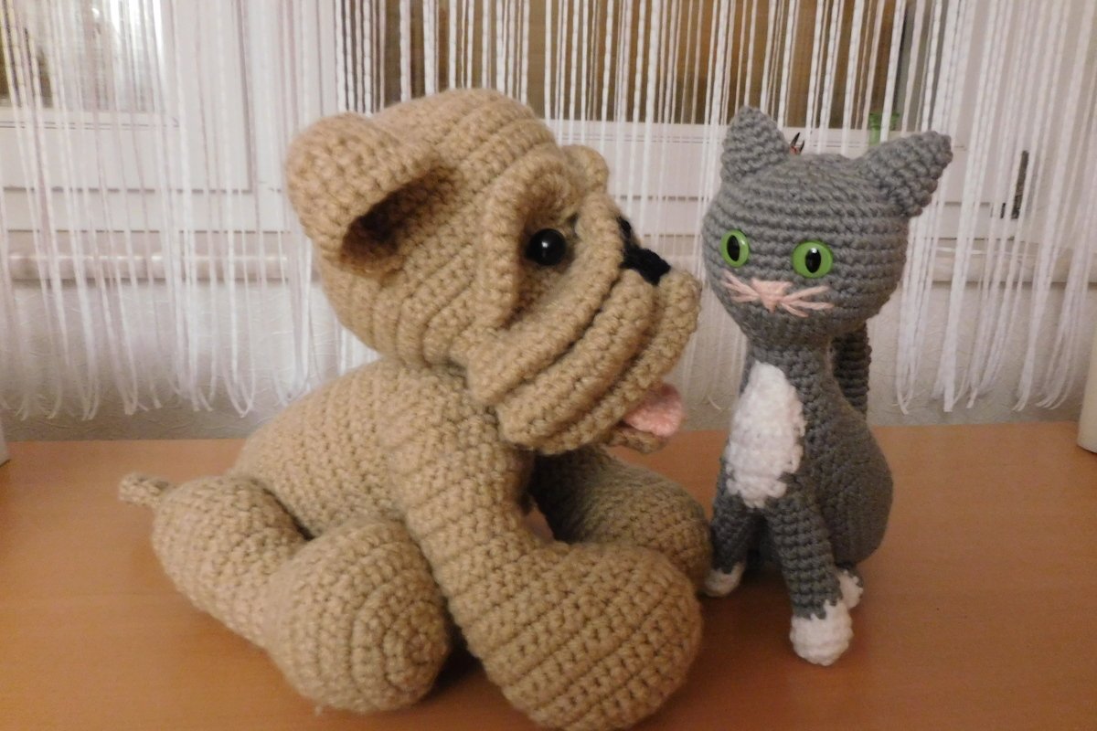 Baby Bulldog puppy pdf pattern crochet tutorial amigurumi dog english bulldog bully pet