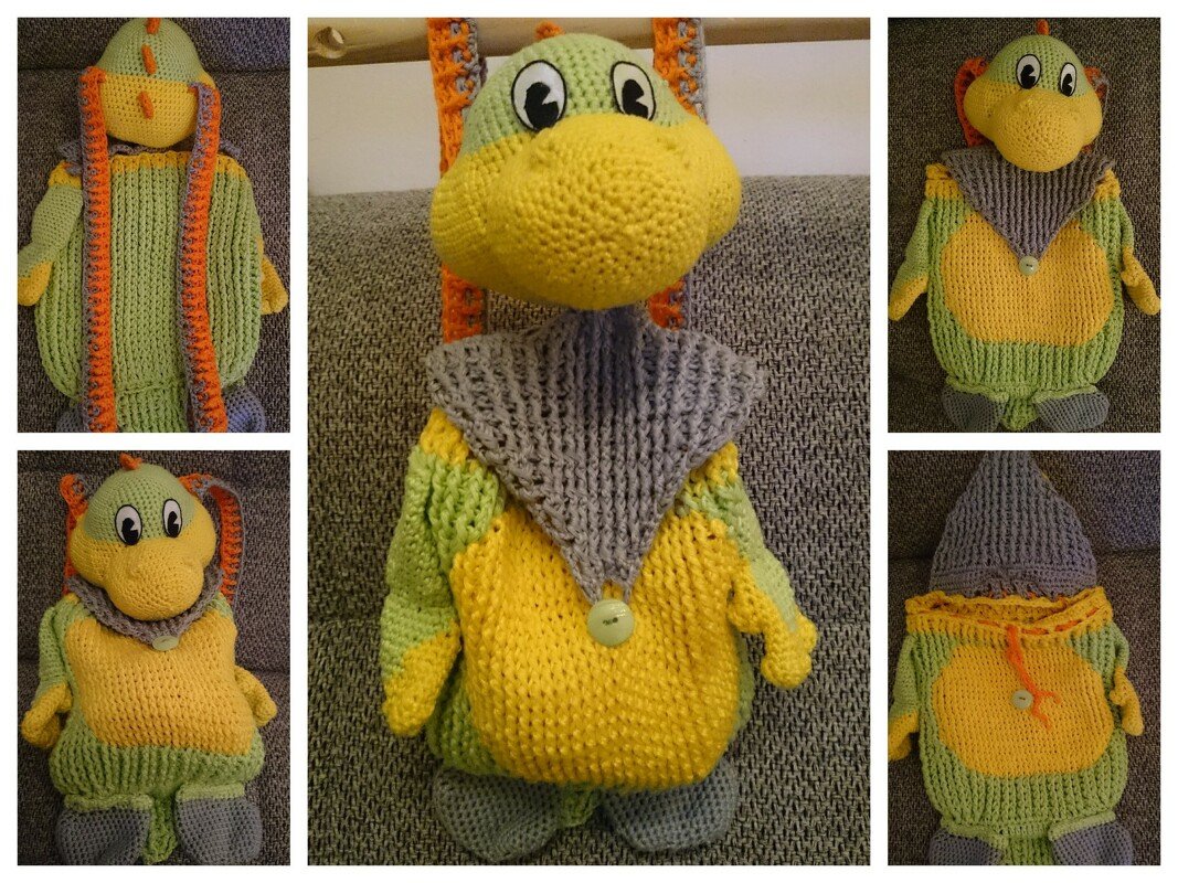 Häkelanleitung Rucksack Dinosaur Dino