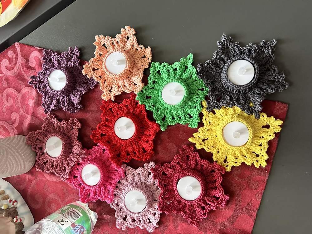 LED tea light holders &quot;Let it Snow&quot; - crochet tutorial