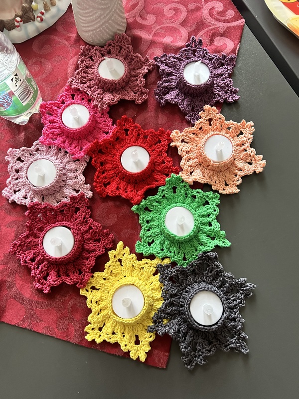 LED tea light holders "Let it Snow" - crochet tutorial