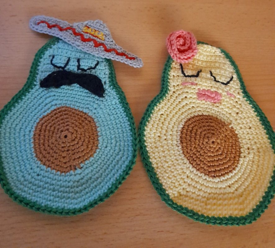 Avocado Coaster, Crochet Applique
