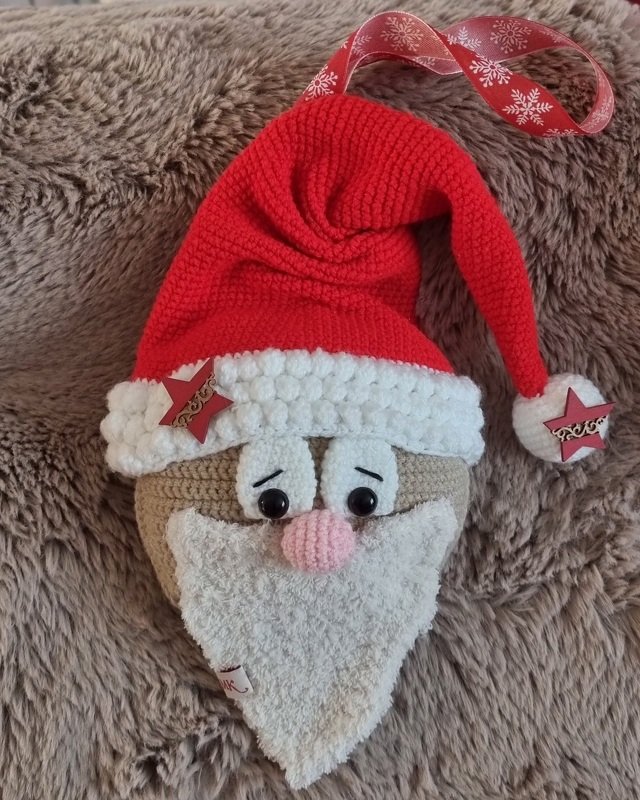 Häkelanleitung "Nikolaus-Köpfchen" (Wand/Tür/Fensterhänger)