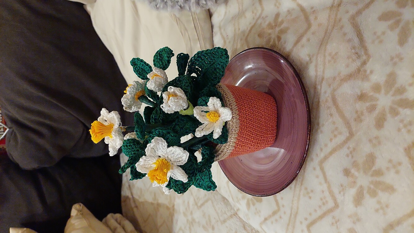 Christmas rose in crochet pot or for the vase - easy &amp; versatile
