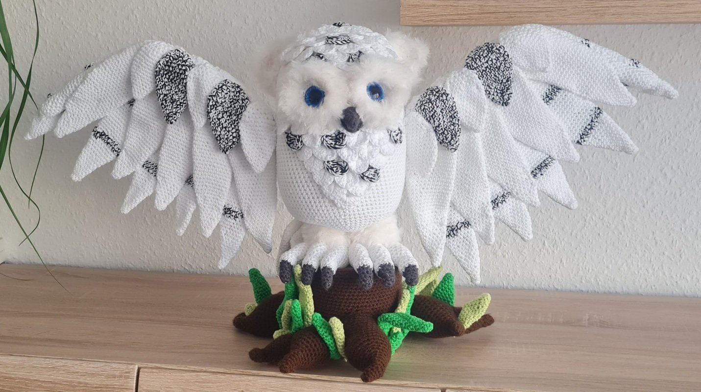 Häkelanleitung &quot;Schnee-Eule Eurelia&quot; - nachtleuchtend