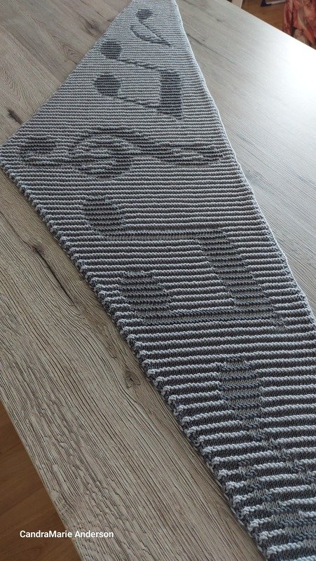 Musiknoten, flaches Tuch, Schattenstricken, Illusionsstricken, Motivtuch