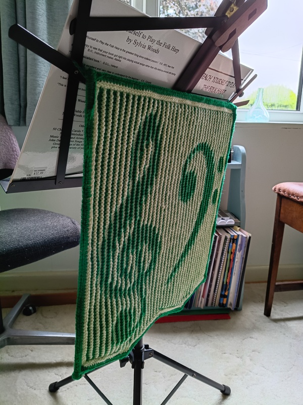 Musiknoten, flaches Tuch, Schattenstricken, Illusionsstricken, Motivtuch