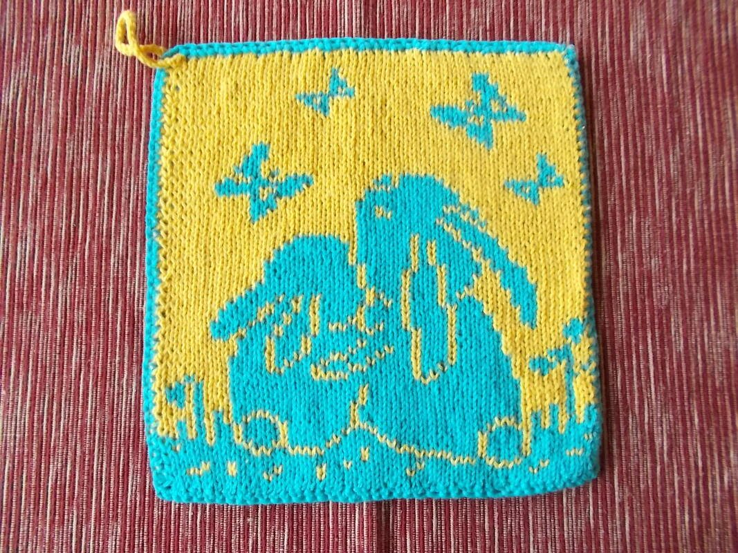 Strickanleitung Tuch / Waschlappen &quot;Kuschelhasen&quot; - in Doubleface