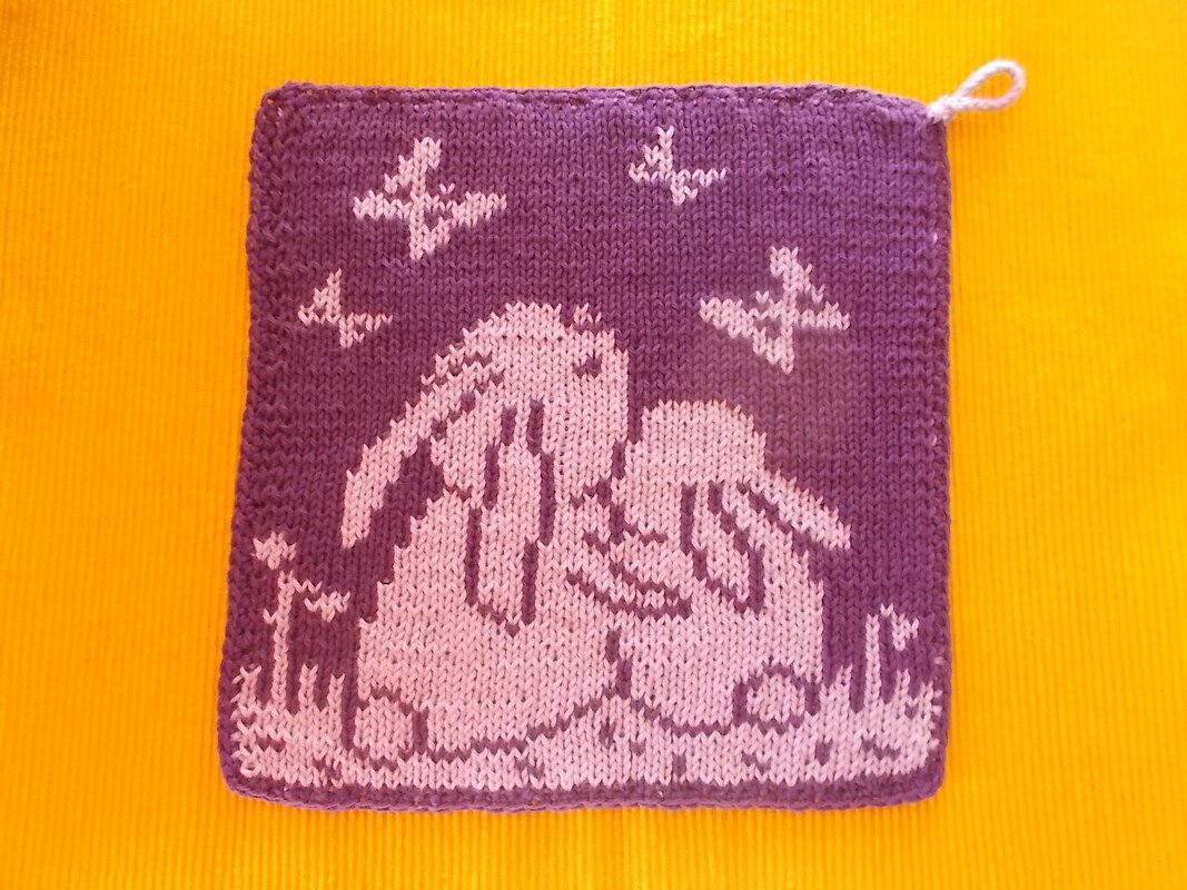 Strickanleitung Tuch / Waschlappen &quot;Kuschelhasen&quot; - in Doubleface