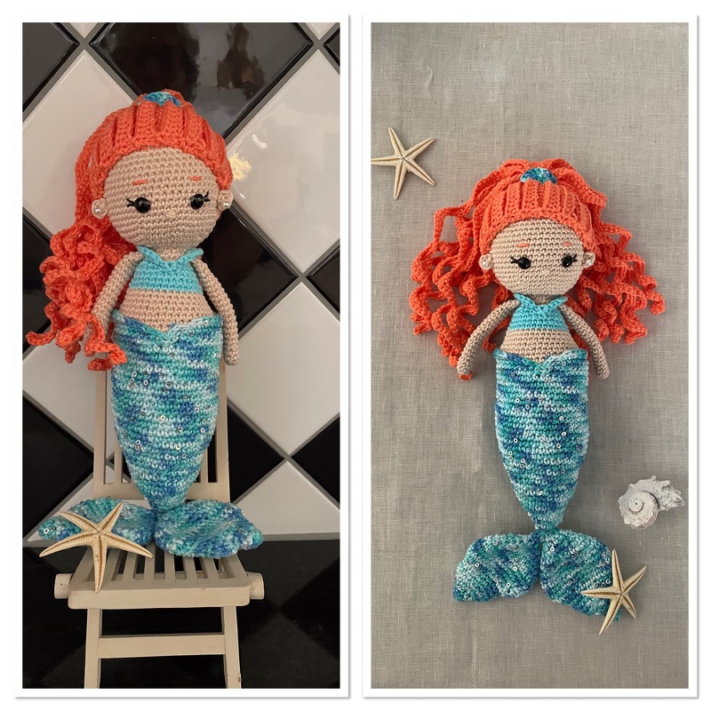 Crochet pattern mermaid, amigurumi doll