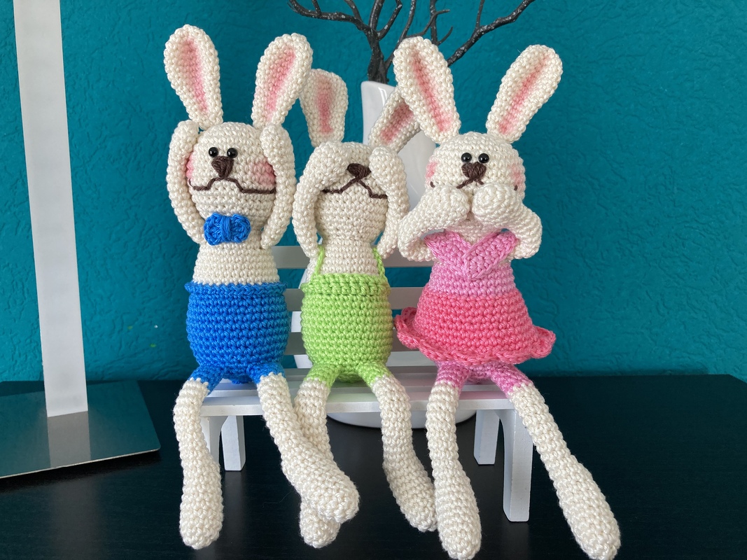 Häkelanleitung Hasentrio *seh nix - hör nix - sag nix*