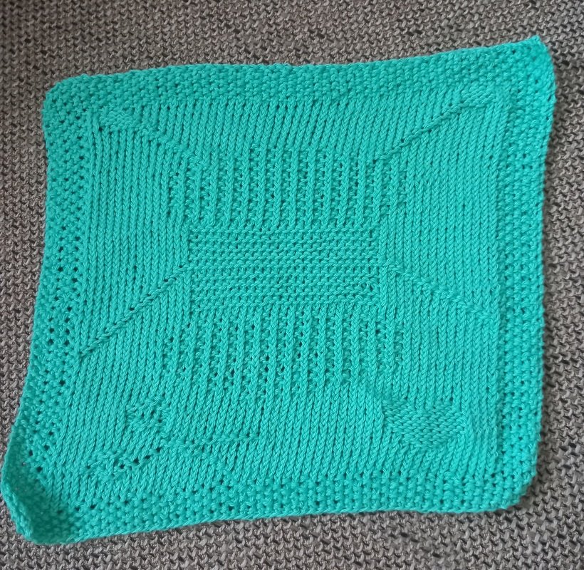 Spültuch „Wollverliebt“ Wollknäuel Schere Herz Strickanleitung Spültücher