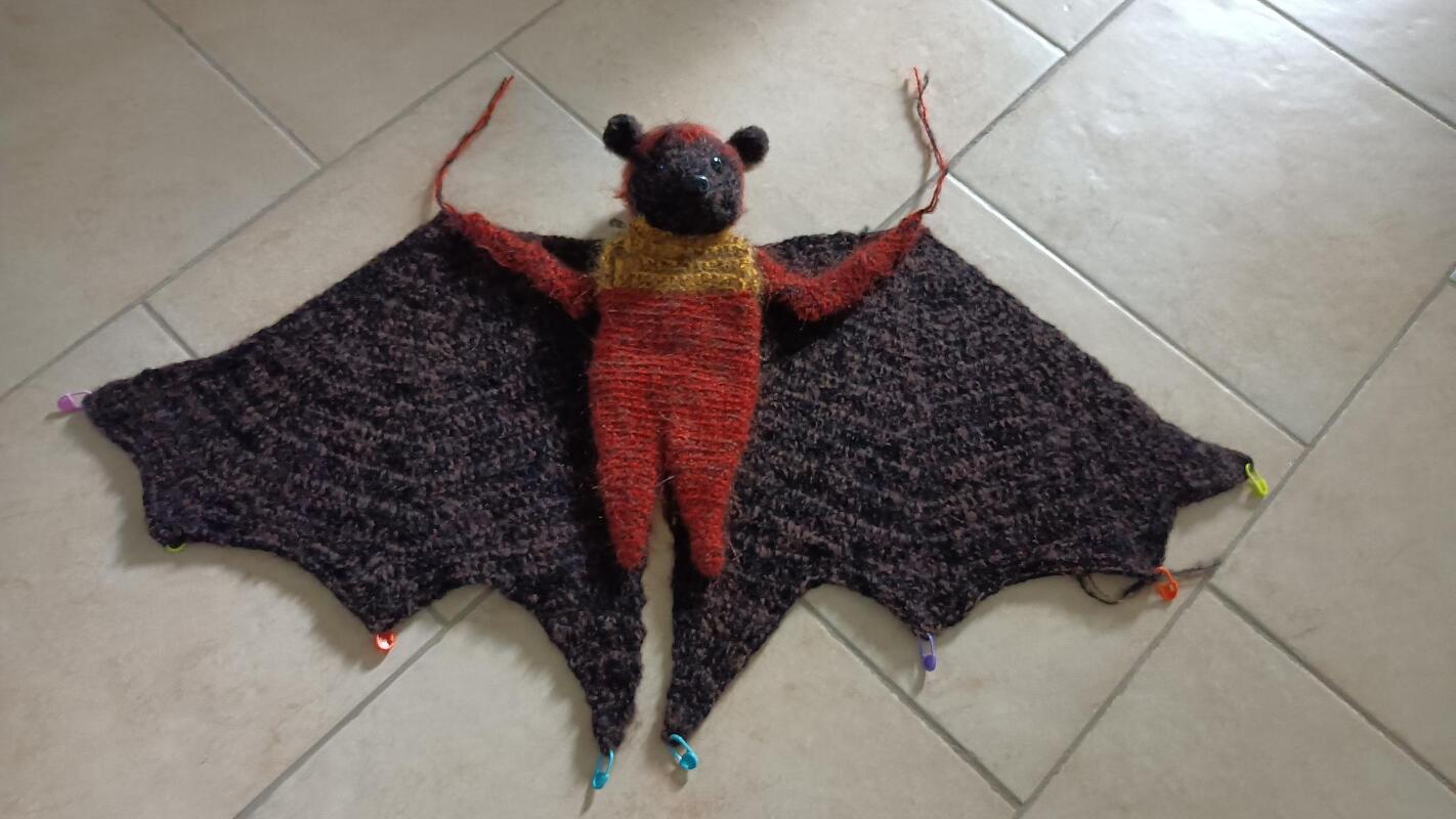 Crocheted  Large Flying Fox. Amigurumi Bat pattern.