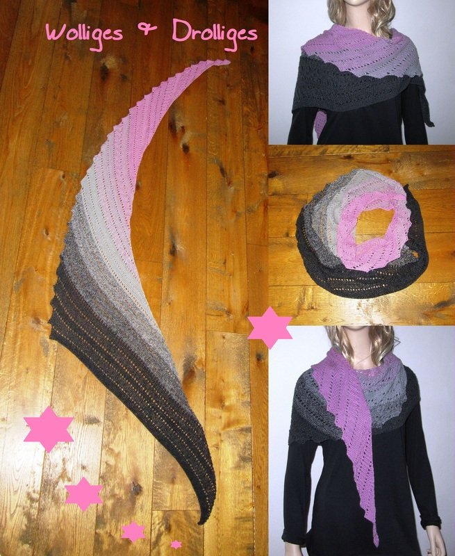 Strickanleitung Dreieckstuch Drachenschal *Itty- Bitty* Drachenschwanz stricken