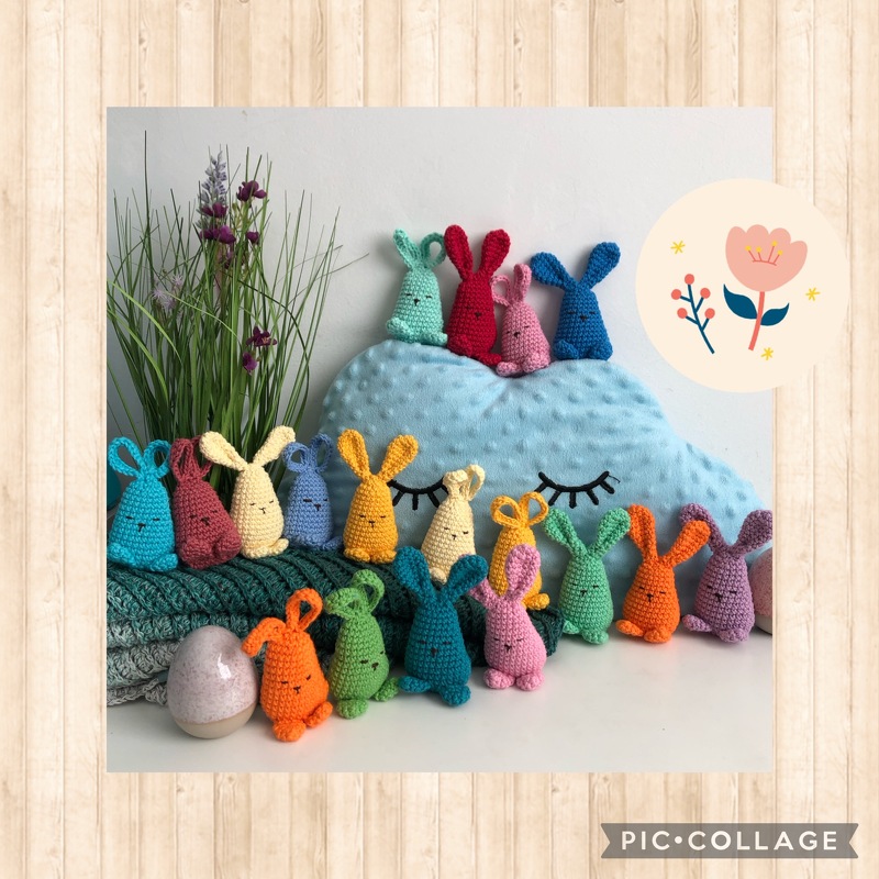 bunte Mini-Häschen häkeln - süße Osterdeko