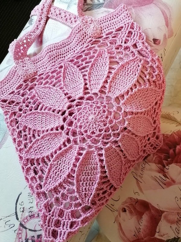 Tasche Shopper Einkaufsnetz Große Blume - dekorativ und vielseitig