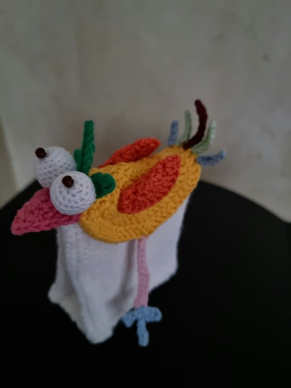 Geschenk-Tüte Gutschein-Tasche Bunter Vogel - einfach aus Wollresten