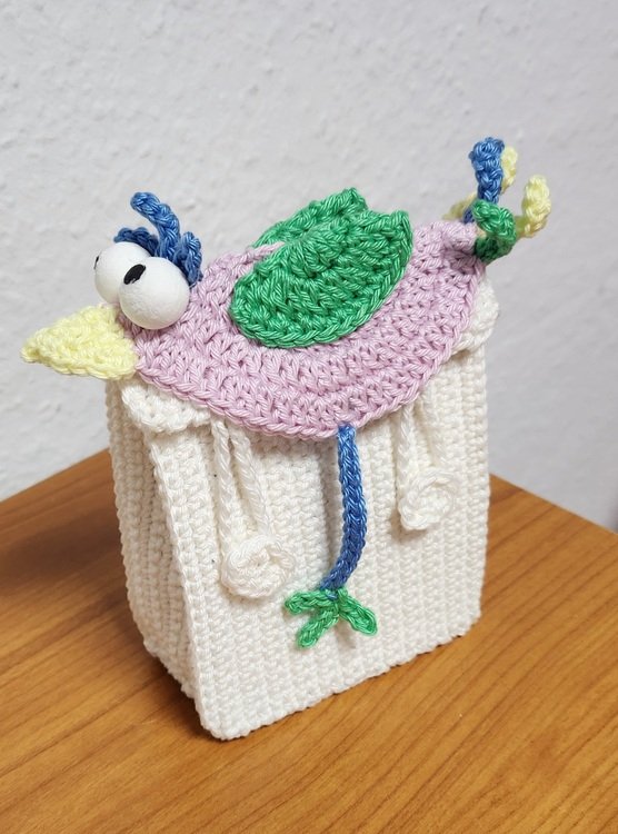 Geschenk-Tüte Gutschein-Tasche Bunter Vogel - einfach aus Wollresten