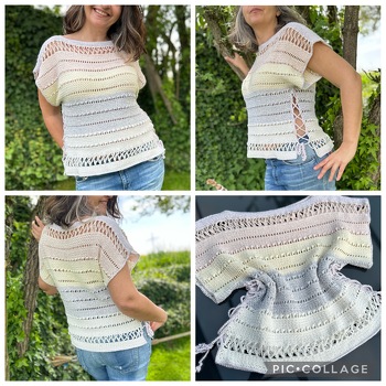 Superschöne Anleitung 🤩. Das Shirt ist durch das Muster blickdicht und trotzdem luftig.  Gehäkelt aus 2 Bobbeln Viskosia „Pastell“ von Bobbling à 650m. Meine Arbeit 🧶, meine Fotos 📸