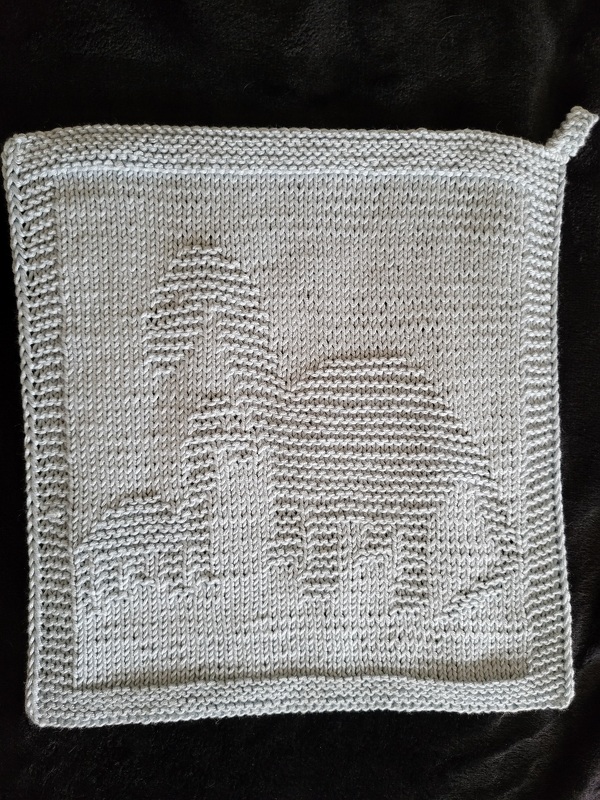 Knitting pattern washcloth / dishcloth "Dino Love" - easy