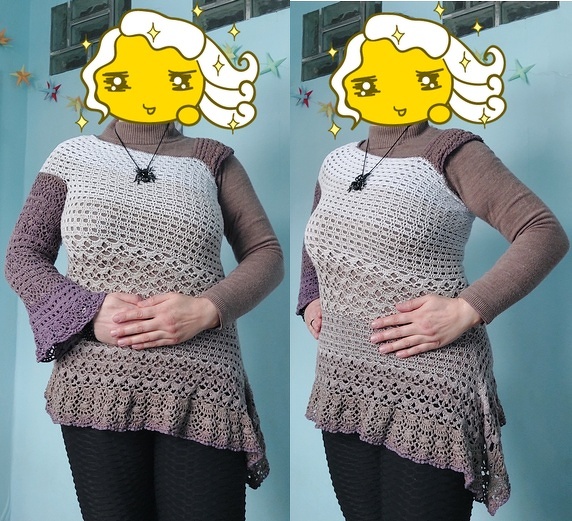 Tunika, Minikleid oder Maxikleid Oblicuo, Häkelanleitung