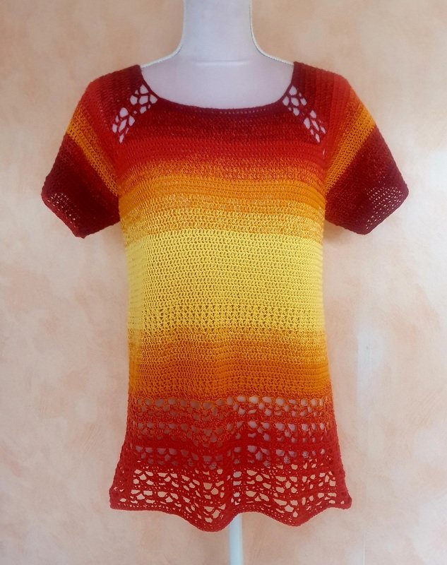 Shirt, Tunika &quot;Sun Dance&quot;, RVO, alle Größen, häkeln